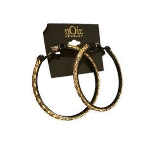 Noir Jewelry Textured Hoop Earrings